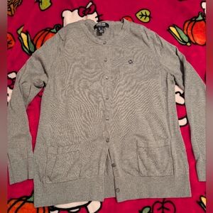 Chase Lands End Gray Button-Up Cardigan Size L